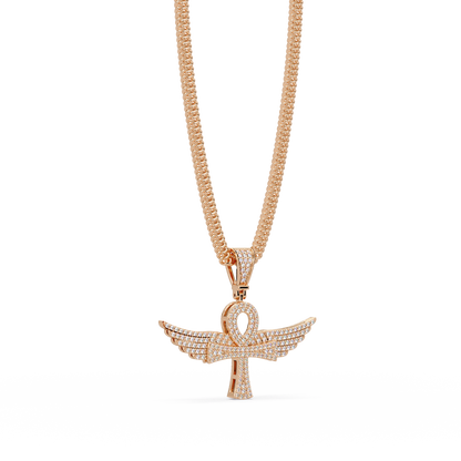 Winged Ankh Lab Grown Diamond Pendant Necklace - HIGHCARAT DIAMONDS