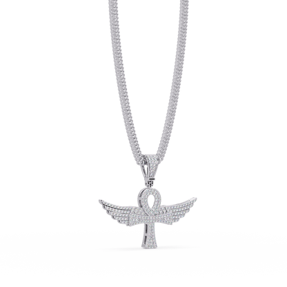 Winged Ankh Lab Grown Diamond Pendant Necklace - HIGHCARAT DIAMONDS