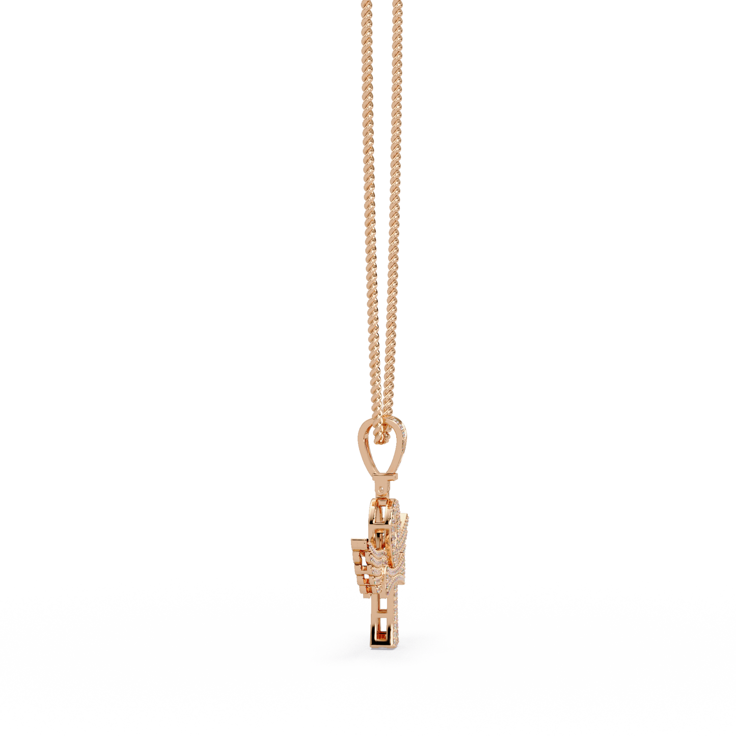 Winged Ankh Lab Grown Diamond Pendant Necklace - HIGHCARAT DIAMONDS