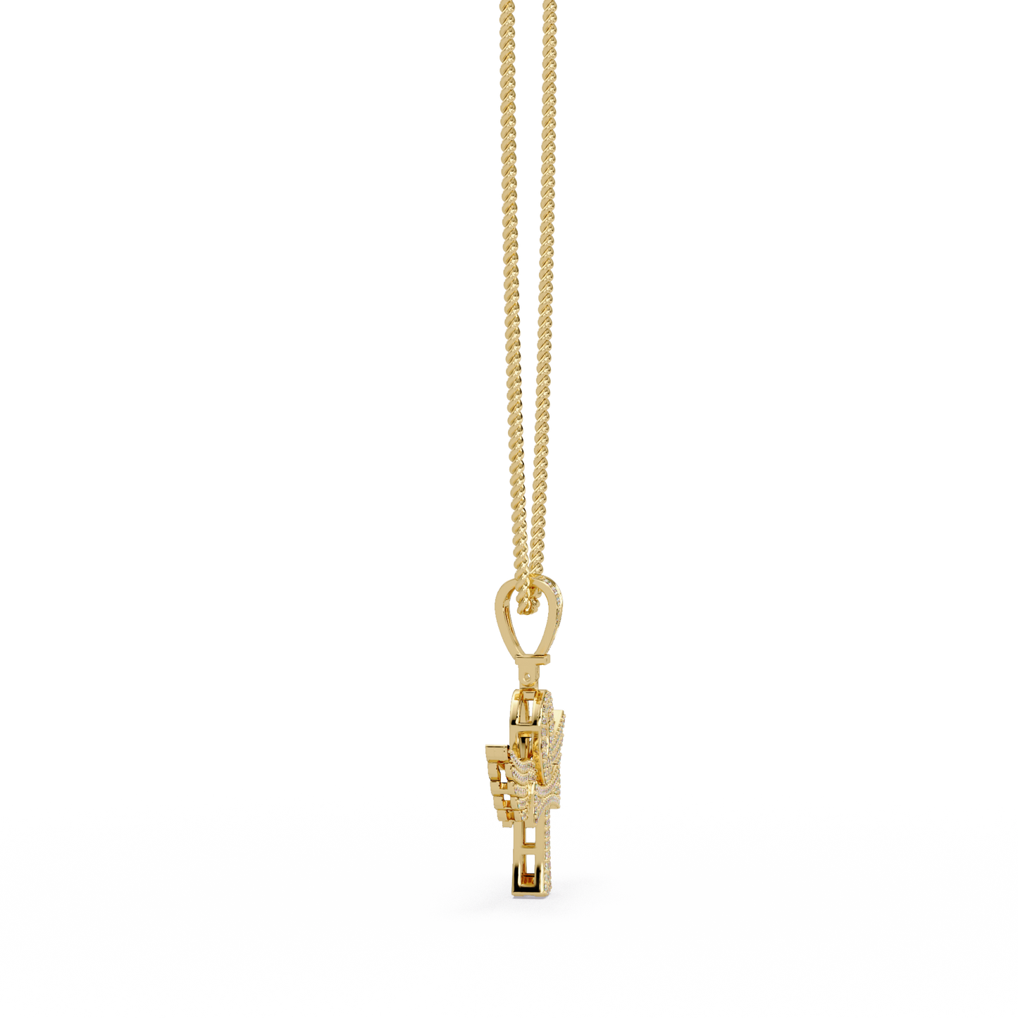 Winged Ankh Lab Grown Diamond Pendant Necklace - HIGHCARAT DIAMONDS