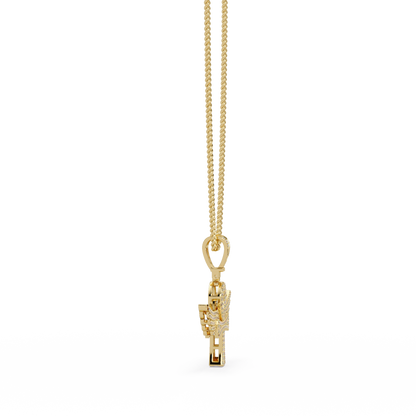Winged Ankh Lab Grown Diamond Pendant Necklace - HIGHCARAT DIAMONDS