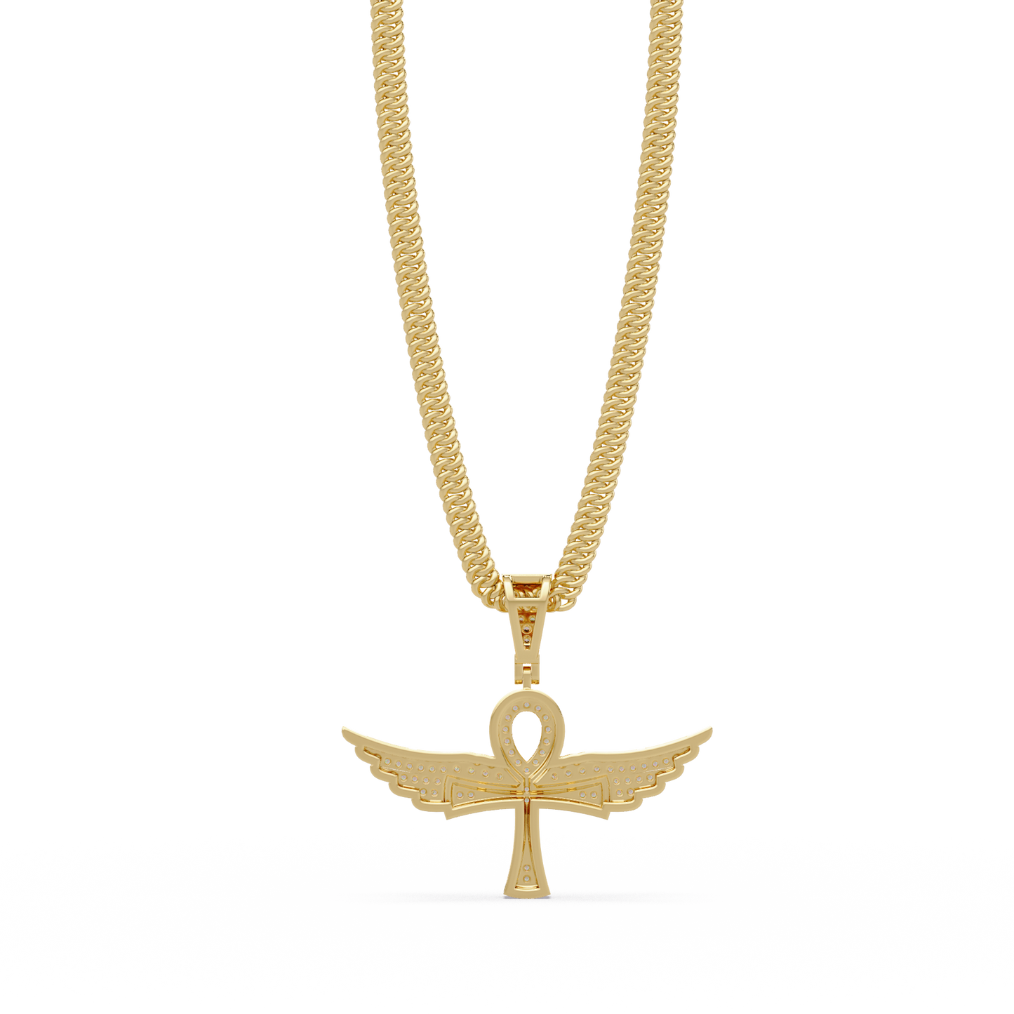 Winged Ankh Lab Grown Diamond Pendant Necklace - HIGHCARAT DIAMONDS