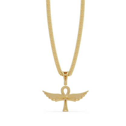 Winged Ankh Lab Grown Diamond Pendant Necklace - HIGHCARAT DIAMONDS