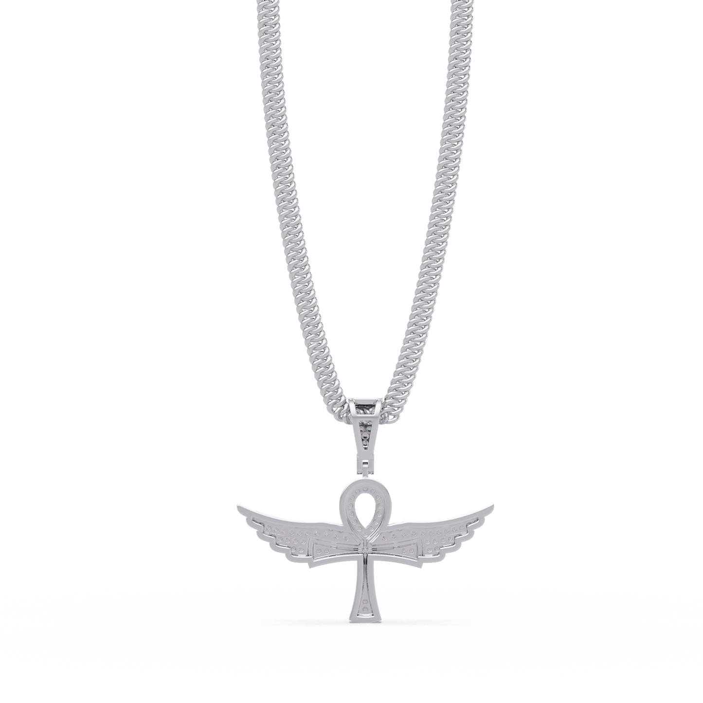 Winged Ankh Lab Grown Diamond Pendant Necklace - HIGHCARAT DIAMONDS