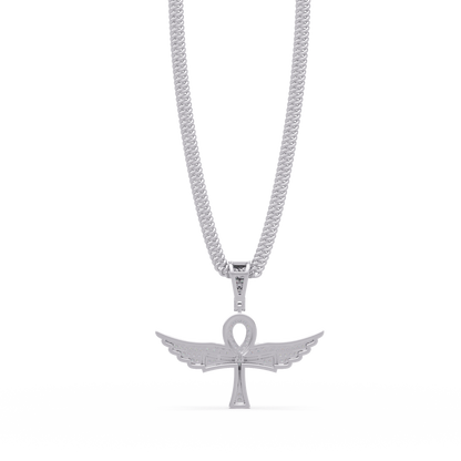 Winged Ankh Lab Grown Diamond Pendant Necklace - HIGHCARAT DIAMONDS