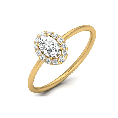 Women Oval Cut Lab Grown Diamond Halo Solitaire Ring