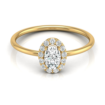 Women Oval Cut Lab Grown Diamond Halo Solitaire Ring