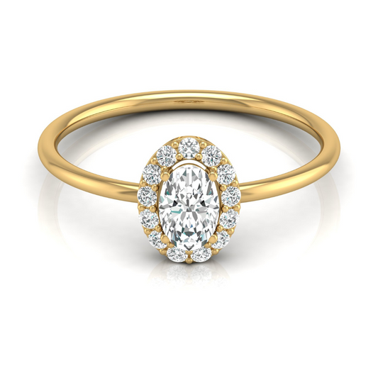 Women Oval Cut Lab Grown Diamond Halo Solitaire Ring - HIGHCARAT DIAMONDS
