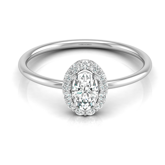 Women Oval Cut Lab Grown Diamond Halo Solitaire Ring - HIGHCARAT DIAMONDS