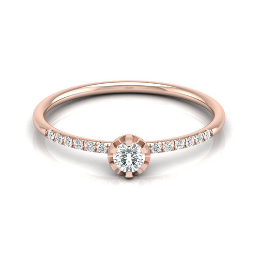 Women Unique Round Cut Lab Grown Diamond Accented Ring - HIGHCARAT DIAMONDS