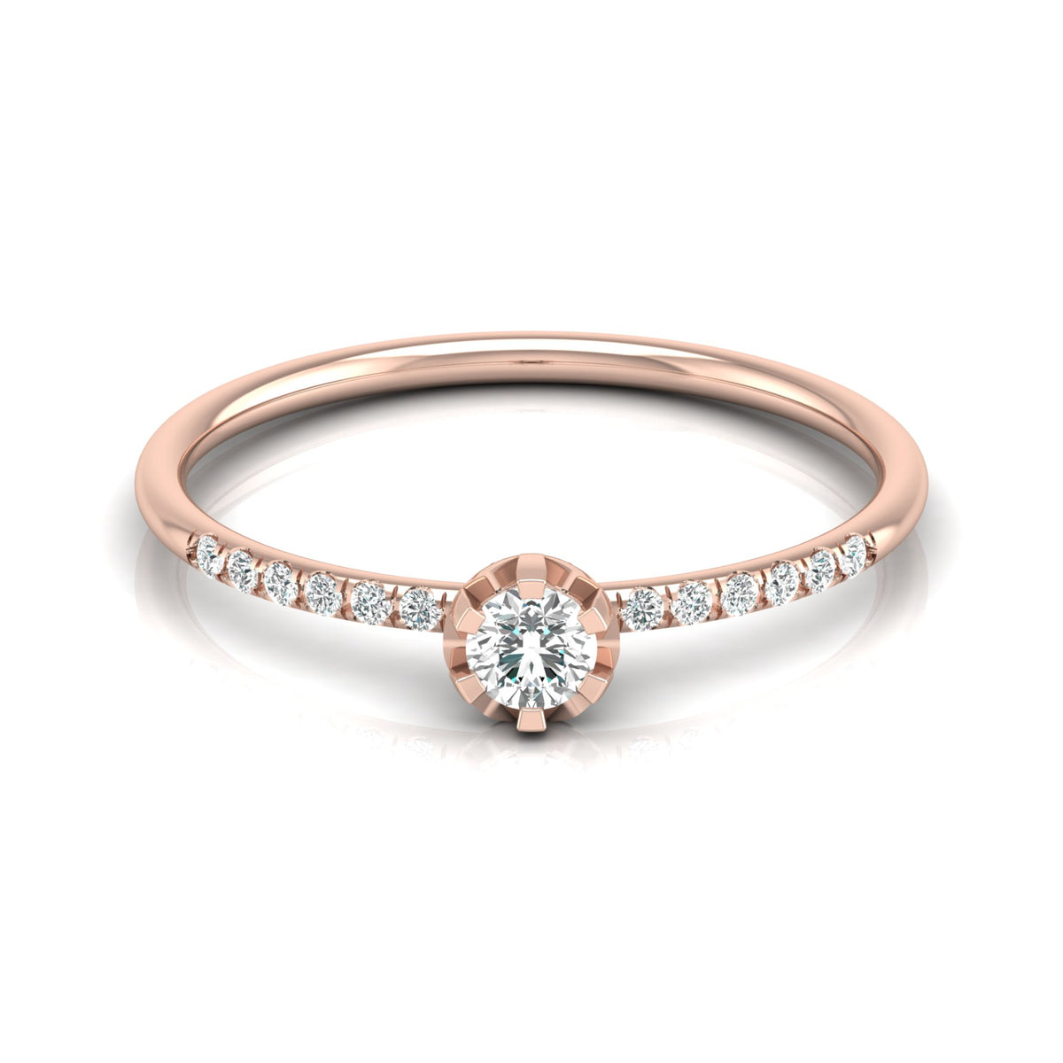 Women Unique Round Cut Lab Grown Diamond Accented Ring - HIGHCARAT DIAMONDS