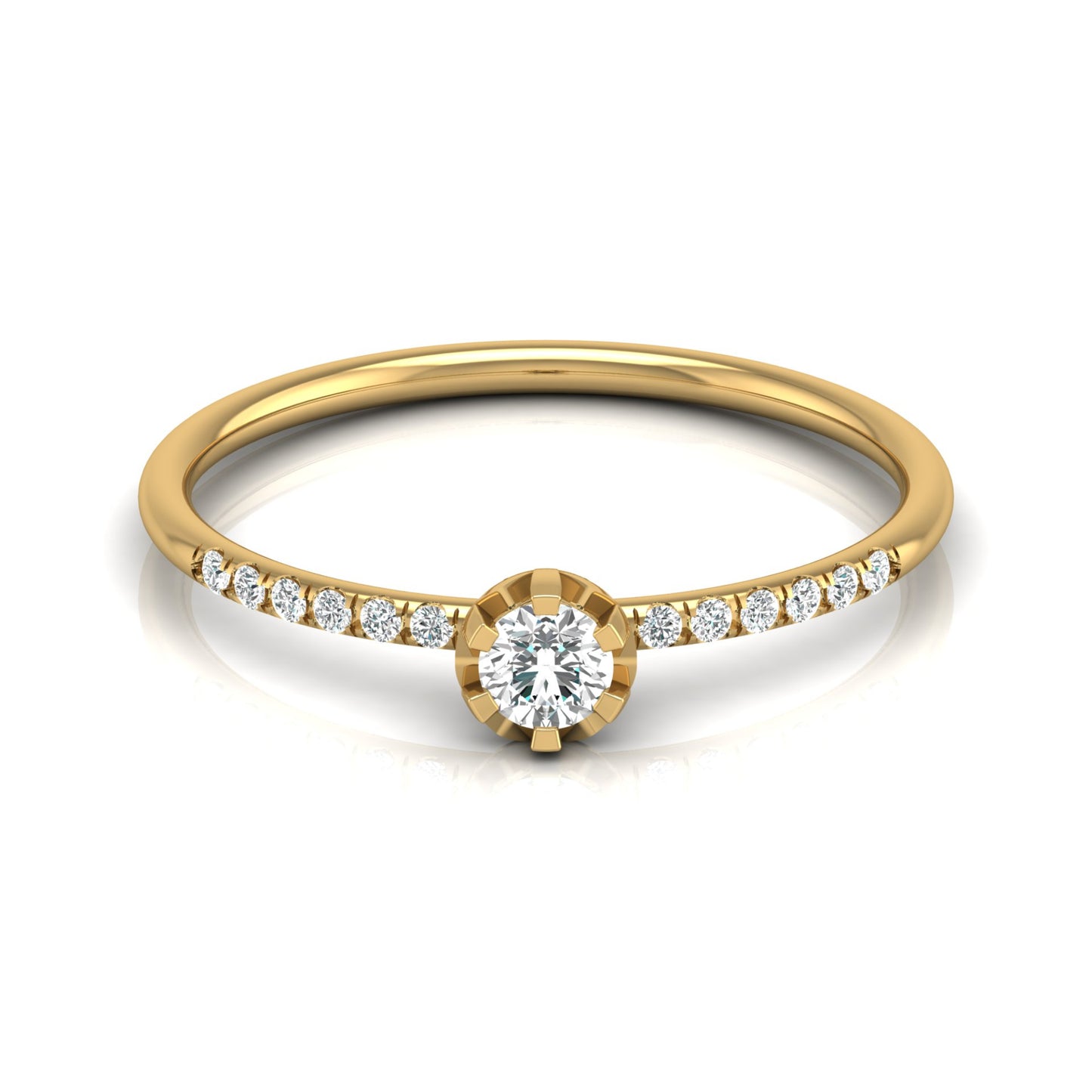 Women Unique Round Cut Lab Grown Diamond Accented Ring