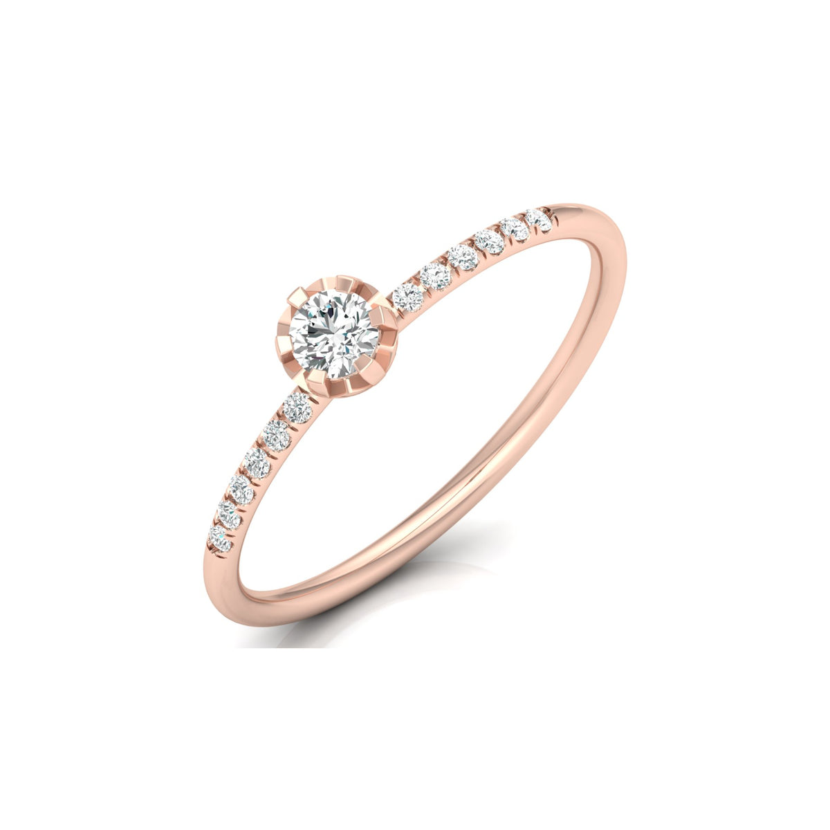 Women Unique Round Cut Lab Grown Diamond Accented Ring - HIGHCARAT DIAMONDS