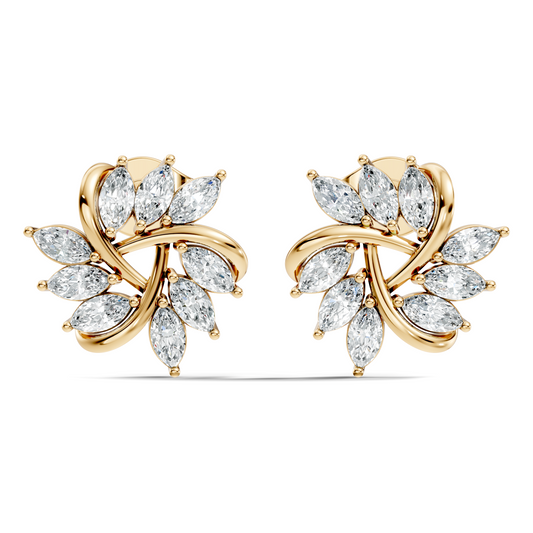 Women's 14K Gold Marquise Labgrown Diamond  Vintage Stud Earrings For Women's