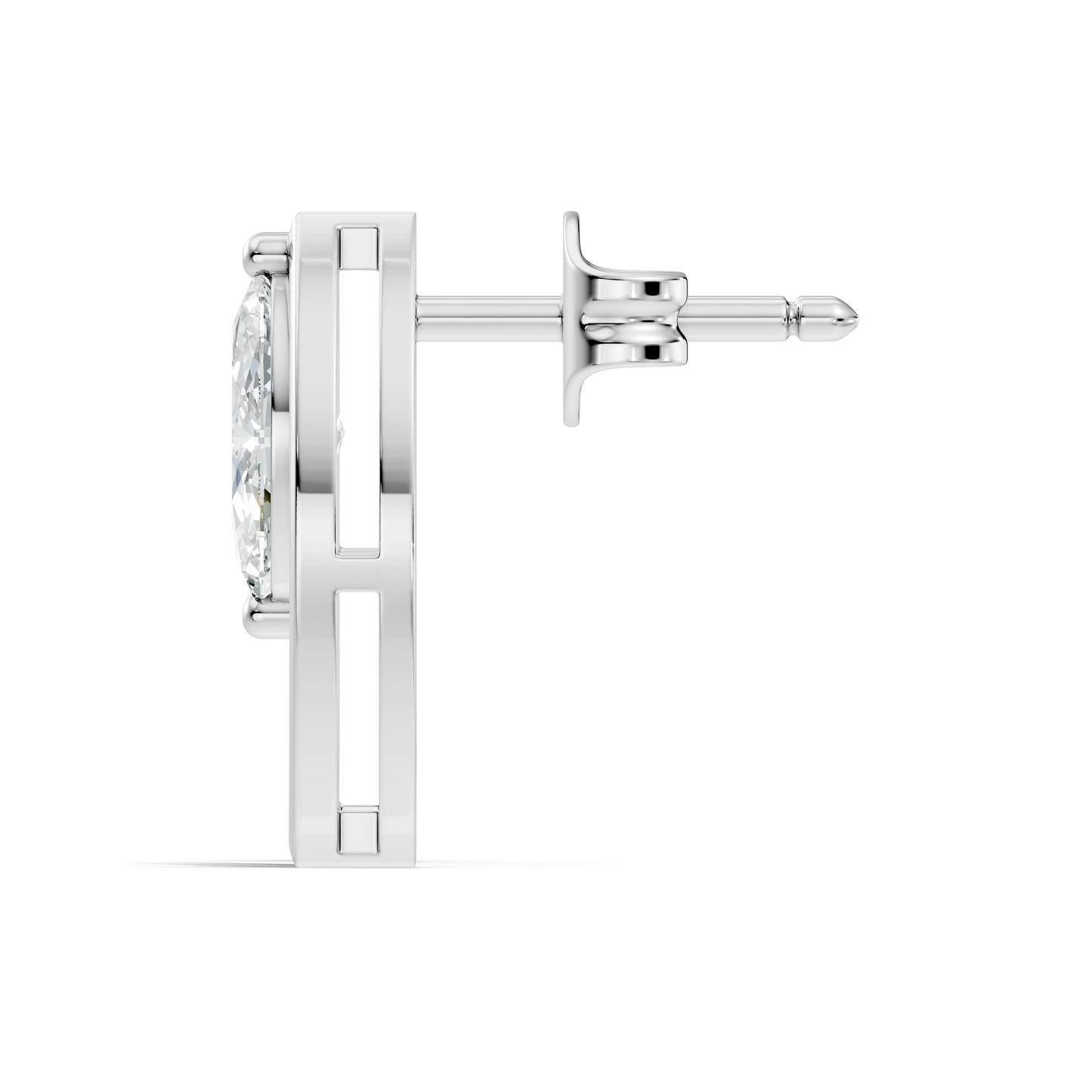 Women's 14K Gold Marquise Solitaire Diamond Stud Earrings Colorless Elegance