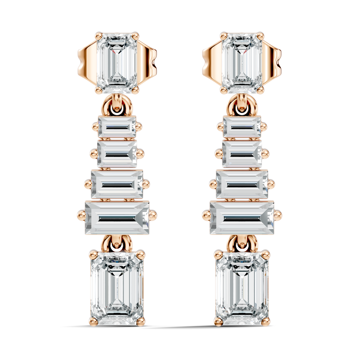 Women's 2.25 Ct Emerald Baguette Diamond Stud Earrings Classic Drop Design - HIGHCARAT DIAMONDS