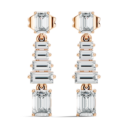 Women's 2.25 Ct Emerald Baguette Diamond Stud Earrings Classic Drop Design - HIGHCARAT DIAMONDS