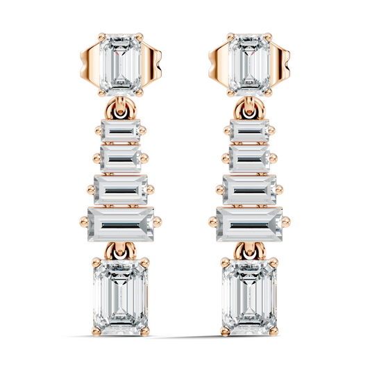 Women's 2.25 Ct Emerald Baguette Diamond Stud Earrings Classic Drop Design - HIGHCARAT DIAMONDS