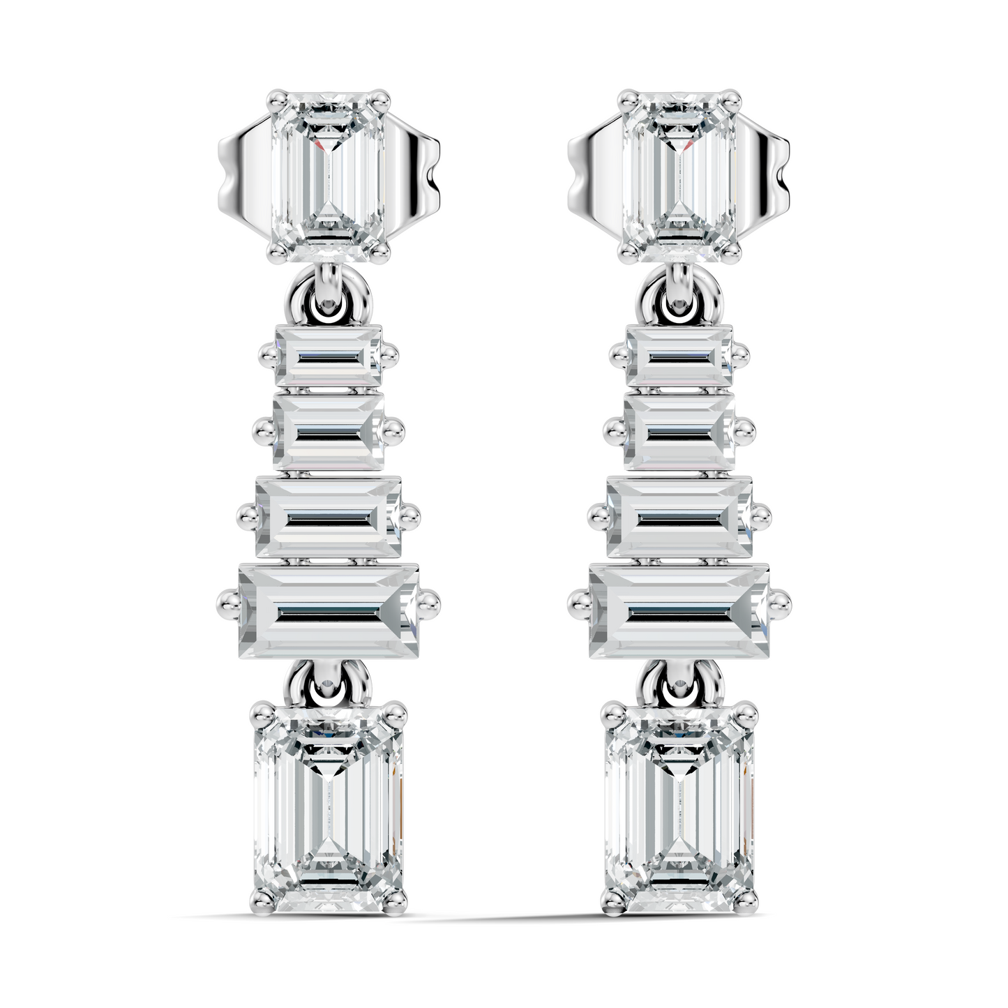 Women's 2.25 Ct Emerald Baguette Diamond Stud Earrings Classic Drop Design - HIGHCARAT DIAMONDS