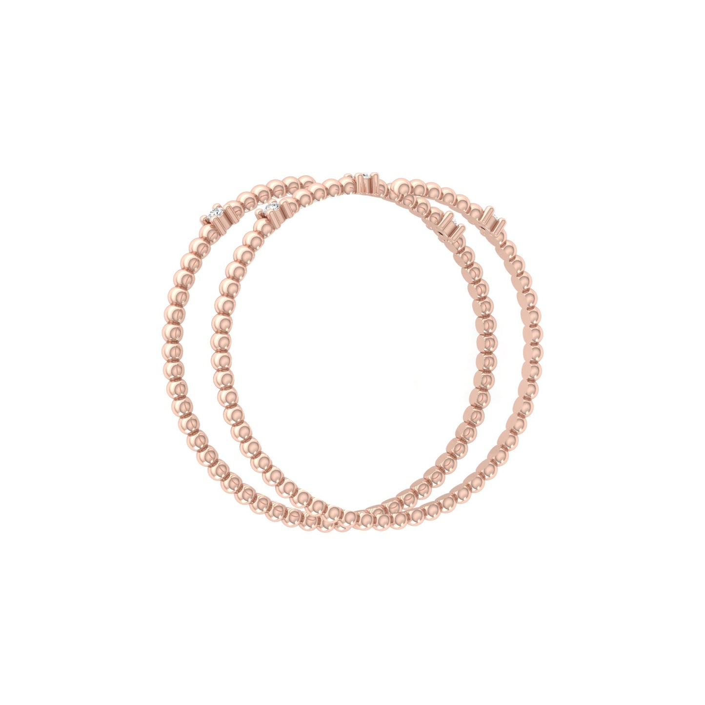 Wrap-Style Beaded Diamond Ring In 14K Solid Gold Modern Spiral Design Gift For Her