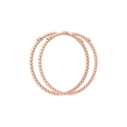 Wrap-Style Beaded Diamond Ring In 14K Solid Gold Modern Spiral Design Gift For Her