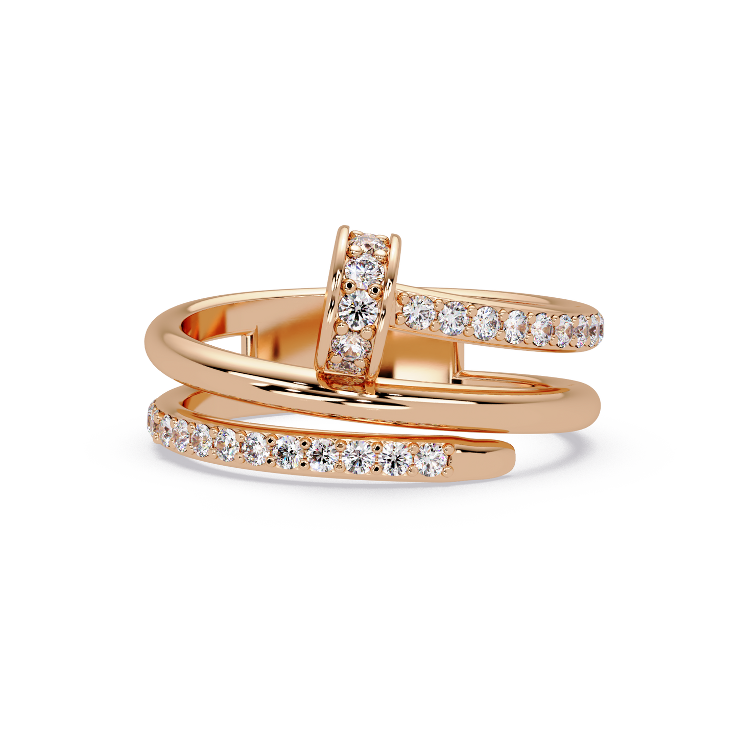 Wrap Style Lab Grown Diamond Double Band Ring - HIGHCARAT DIAMONDS