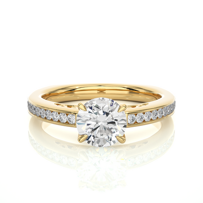 1.19 CT Cushion And Round Diamond Lab grown Diamond  With Accent  Stone Classic Diamond Ring for women