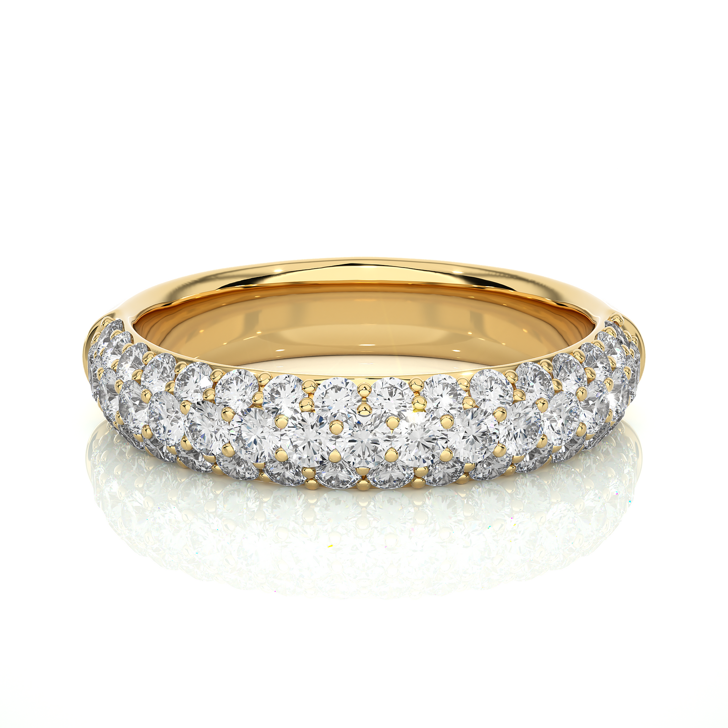 Round Shape Lab or Natural Diamond Eternity Band Solid Gold Full Eternity Wedding Band For Her