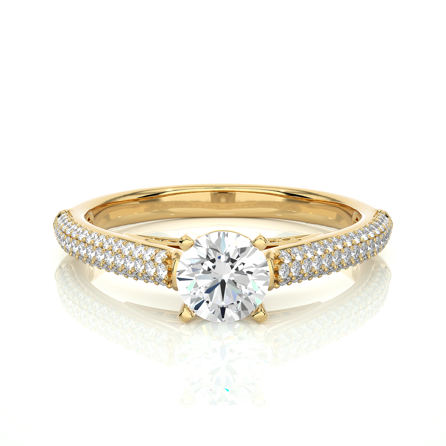 5.70 Ct Round Shaped Lab Grown  Diamond 18k Solid Gold With Side Stone Stunning Engagement Ring For Her