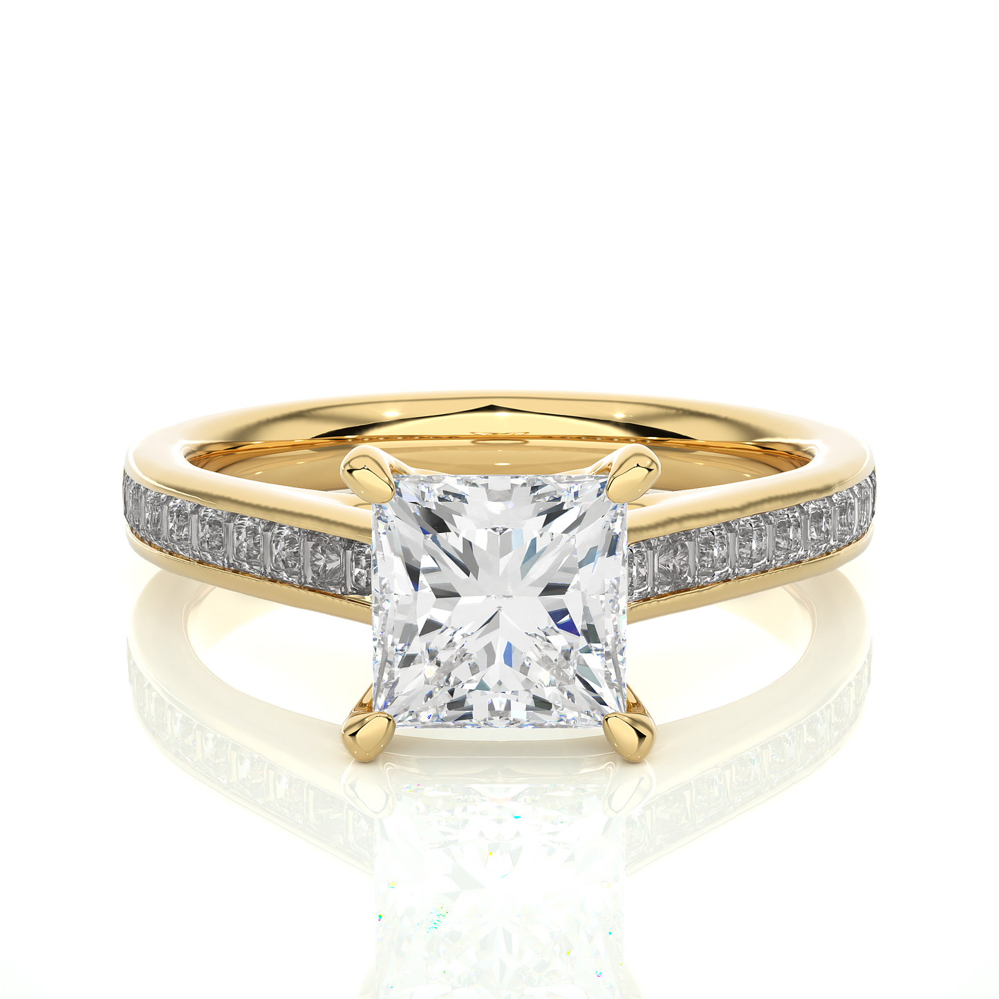 Princess Lab Grown Diamond Side Stone Engagement Ring, 1.95 Carat Accented Ring For Our Special Person