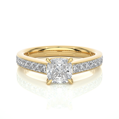 2.12 CT Cushion & Round Cut Lab Grown Diamond Accent Stone in 14k Gold Perfect Gift for Anyone Diamond Ring