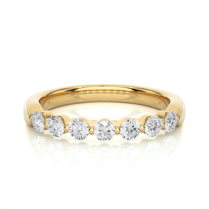 Timeless Shared Prong Diamond Eternity Band In 18K Solid Gold  Bridal Wedding Ring Set