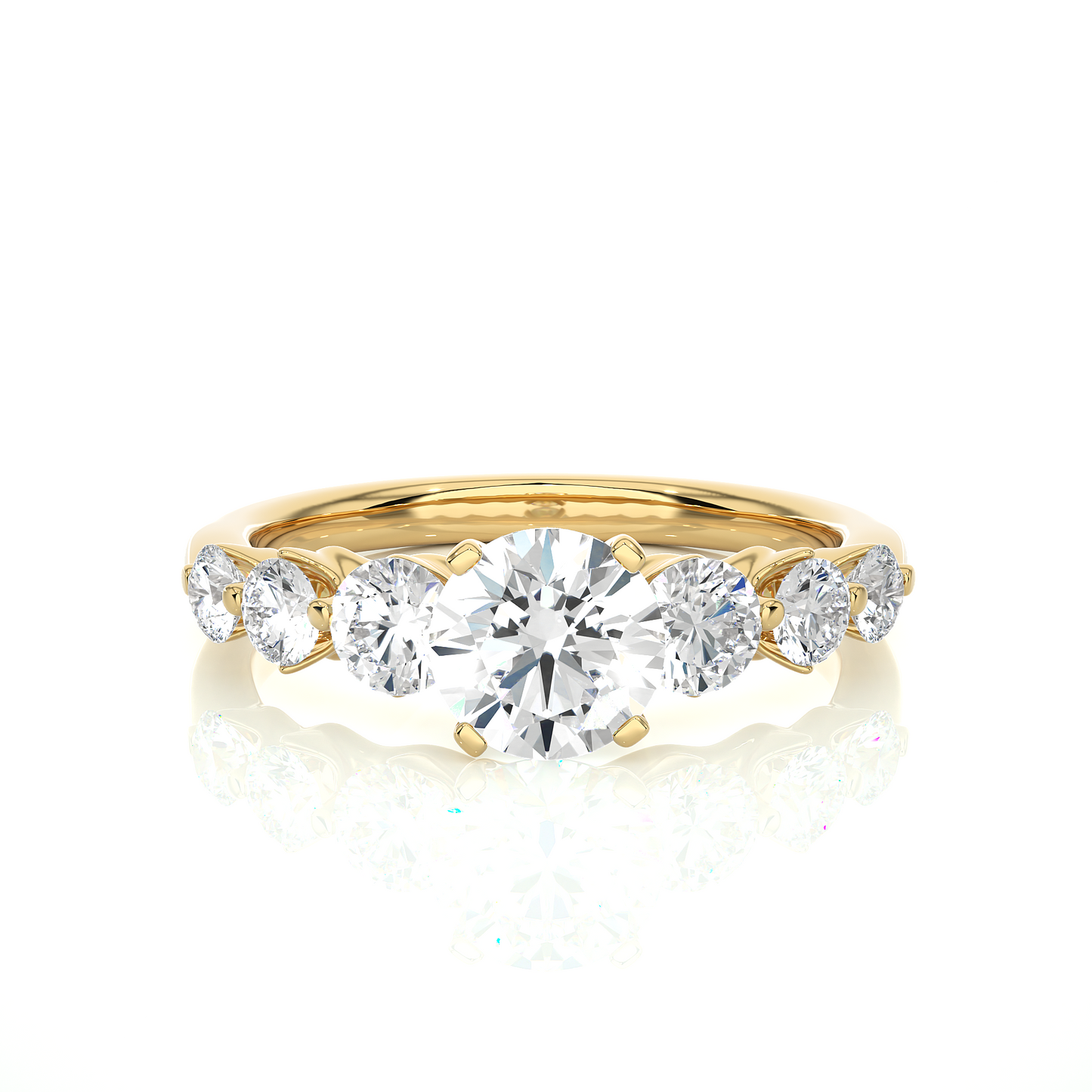 14K Solid Gold  Engagement Ring, Lab grown 1.44 Ct Round Diamond Women's Ring For Anniversary