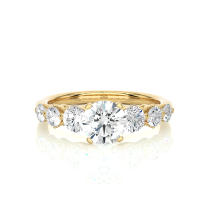 14K Solid Gold  Engagement Ring, Lab grown 1.44 Ct Round Diamond Women's Ring For Anniversary