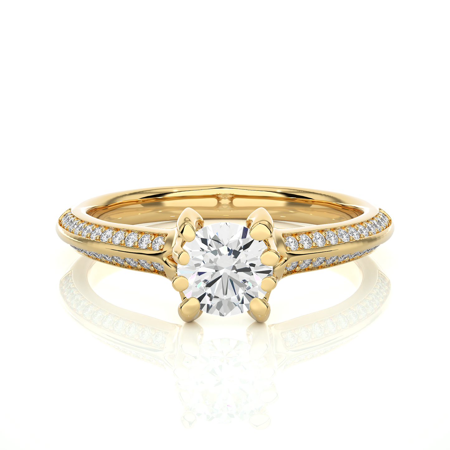 10k Solid White Gold Engagement Ring With Round Cut Lab Grown Diamond Perfect Gift For Her