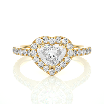 1.33 Carat Heart Cut Lab Grown Diamond 14K Solid Rose Gold and Pave and Side Stones, Custom Jewelry Gift