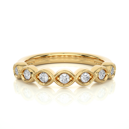 Round Lab-Grown Diamond Wedding Band Stunning Bezel Set Band For Women's In 18KT Solid Gold