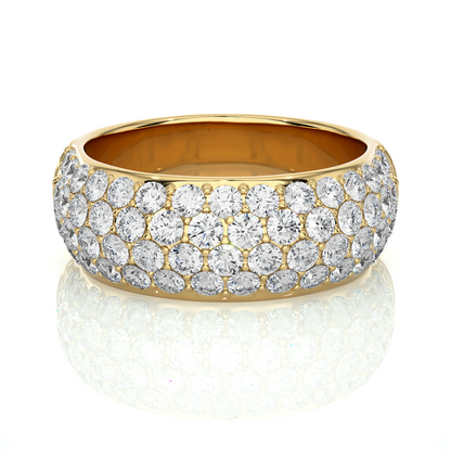 Elegant Round Diamond Half Eternity Band Ring in 18K Solid Gold For Special Occasions