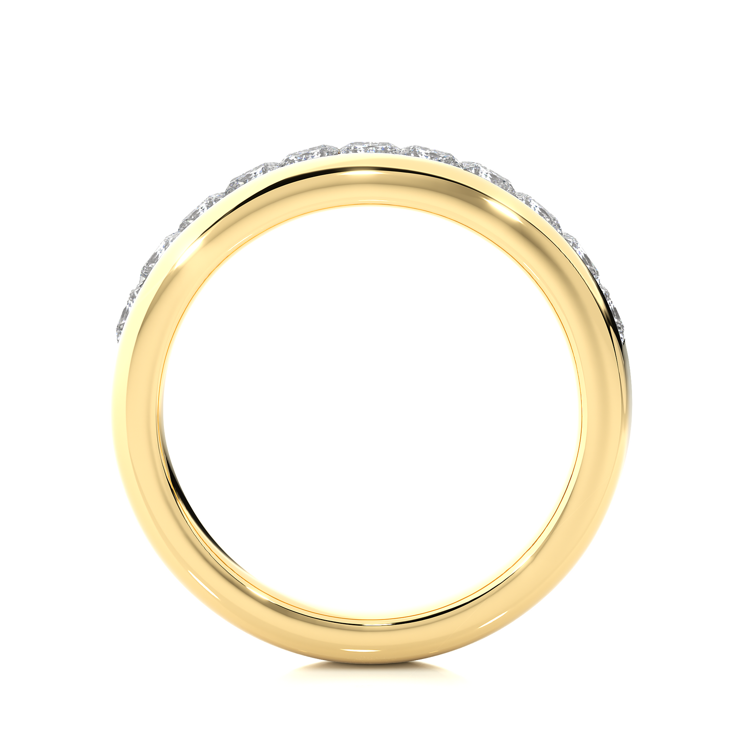 Princess Cut Half Eternity Band In 18K Solid Gold Elegant And Timeless Ring For Her