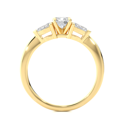 18K Solid Gold Pear cut Lab Grown diamond Three Stone Diamond Ring Gift For Anniversary