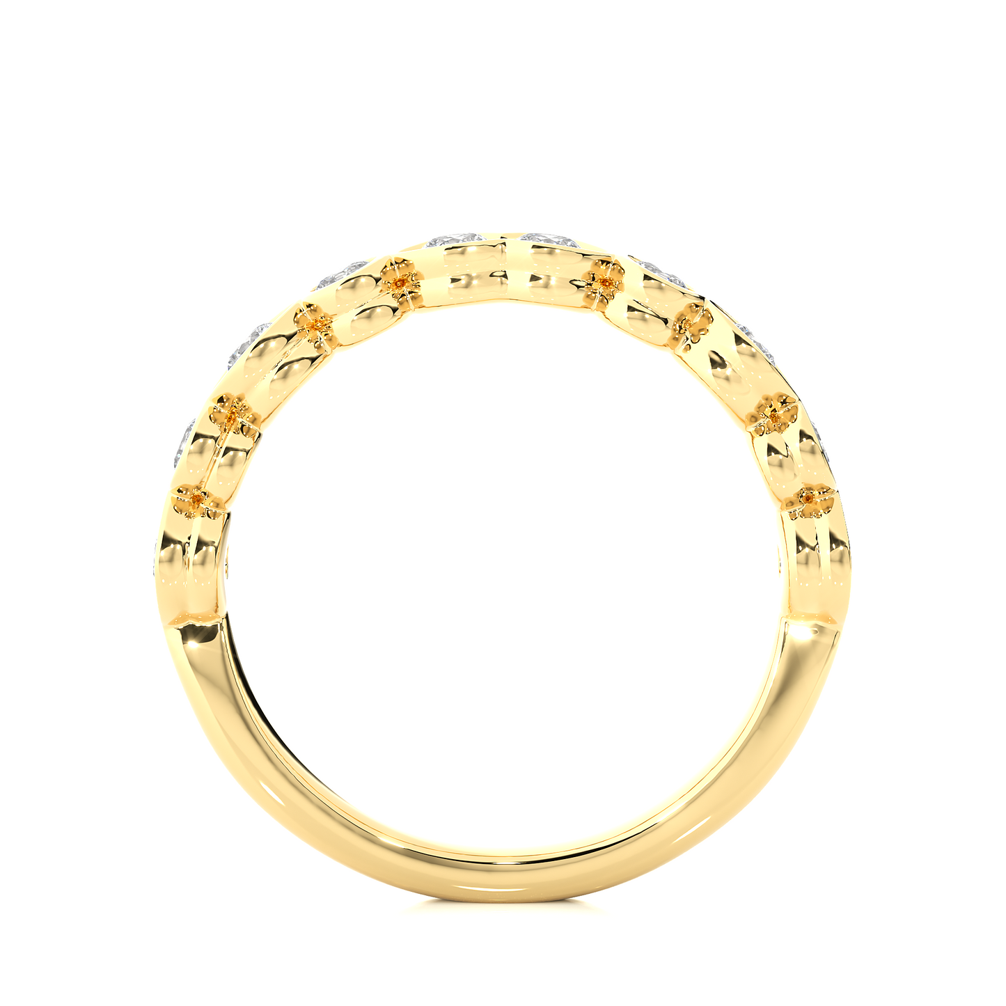 Dainty 10KT Solid Gold Bezel Set Round Shape Diamond Eternity Band Perfect for Daily Wear