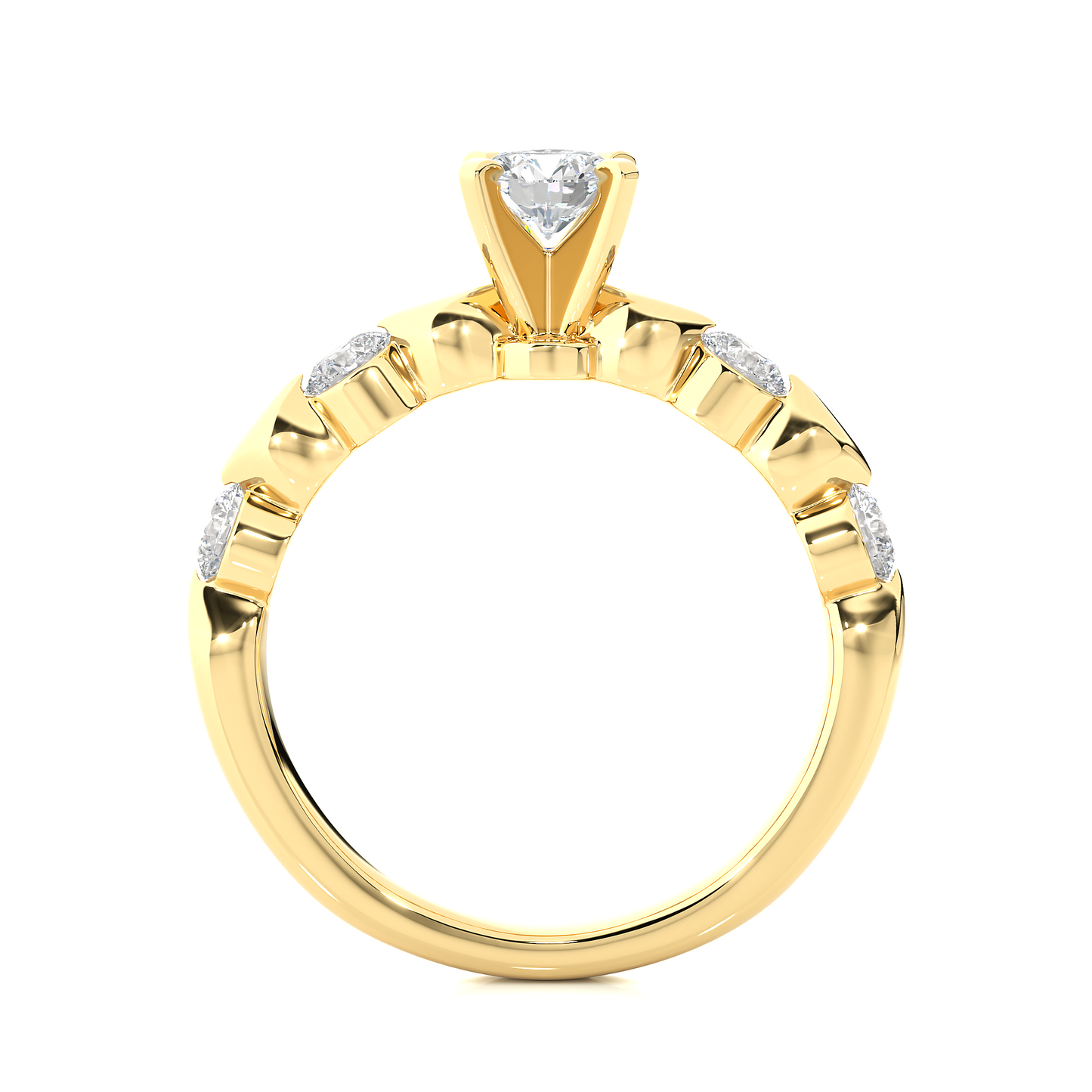14k Solid Rose Gold 5 Round Cut Lab Grown Diamond Ring For Wedding Luxury Jewelry For Her