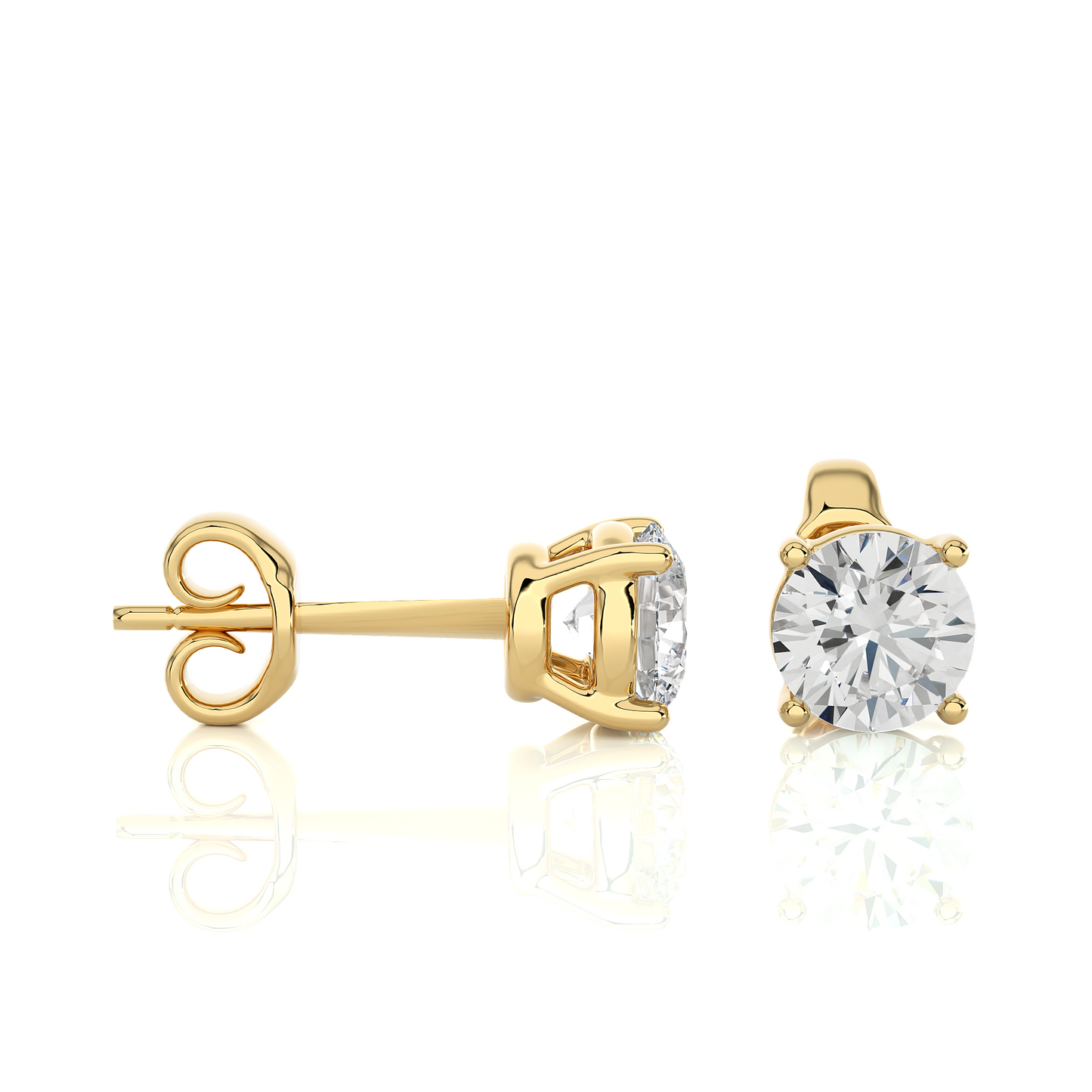 14K White Gold Round Shaped Solitaire Stud Earrings Daily Wearing Gift For Her