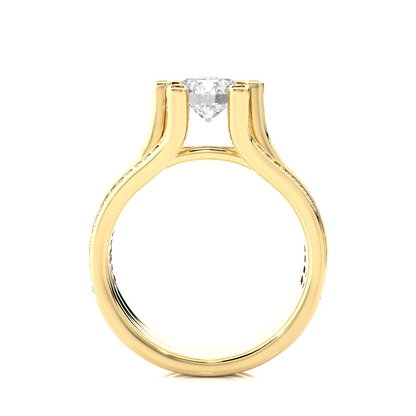 Round Brilliant Cut Lab Grown Diamond Ring, 18K Solid Gold Split Shank Ring In Wedding Special For Bridals