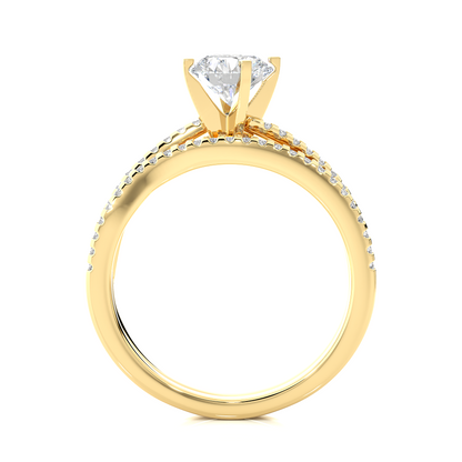 Round Cut  Lab Grown Diamond 14k Solid Gold  Wedding Bridal Set Hidden Halo Ring For women