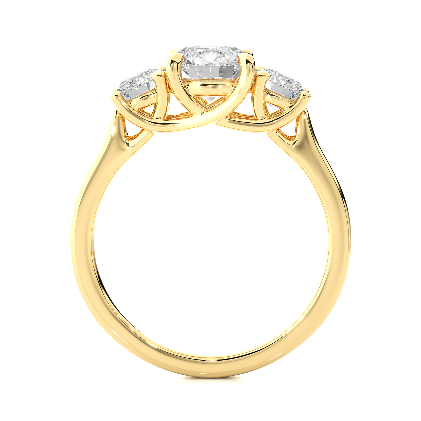 1.95 Ct Three Stone Round Cut Lab grown Engagement Ring  14K Gold Wedding Ring