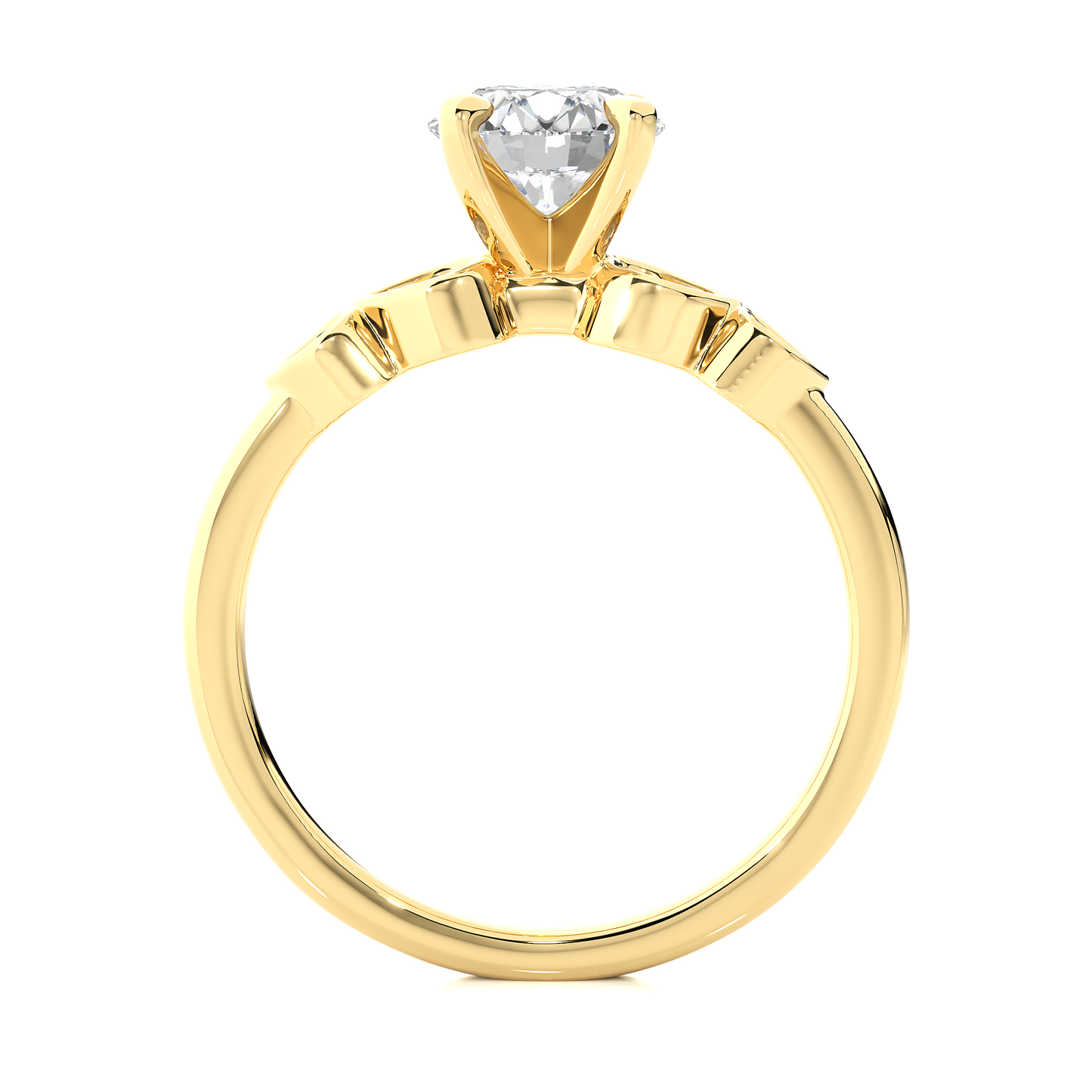 1.21 Carat Handcrafted Round Cut Lab Grown Diamond Ring With 14k solid gold Accent Ring for her