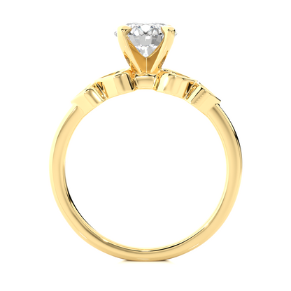 1.21 Carat Handcrafted Round Cut Lab Grown Diamond Ring With 14k solid gold Accent Ring for her