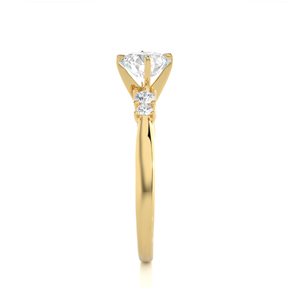 6 Stone Round Cut Lab grown Diamond 18k Solid Gold  Engagement Ring ,Perfect for Your