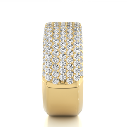 14K Gold Round Cut Diamond 5-Row Pave Gold Eternity Band Ring For Women's